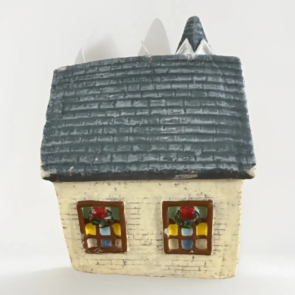 Vintage Old Thyme Christmas Village Church Shaped Wax Candle Unlit 6